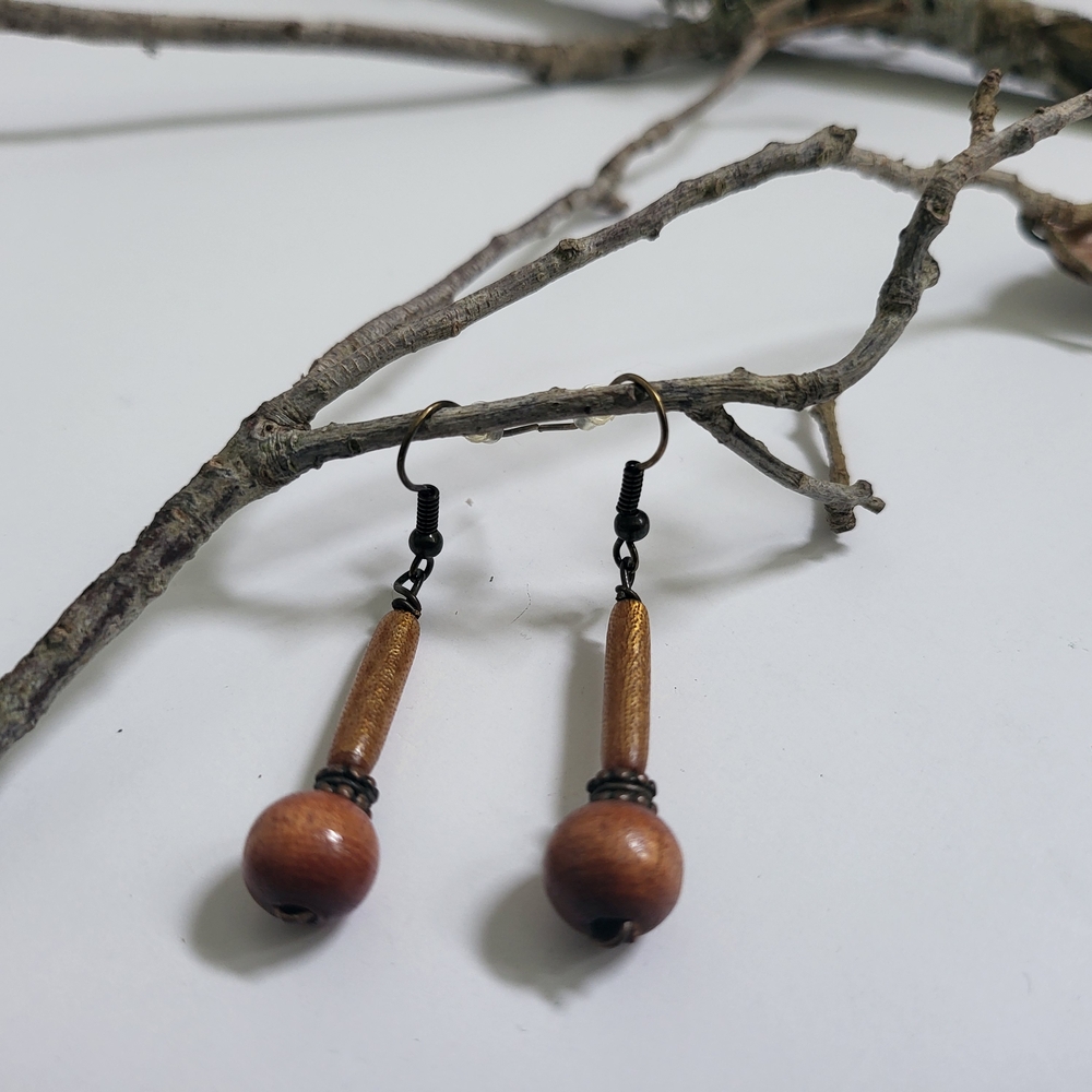Handmade Elegant Wooden Drop Earrings